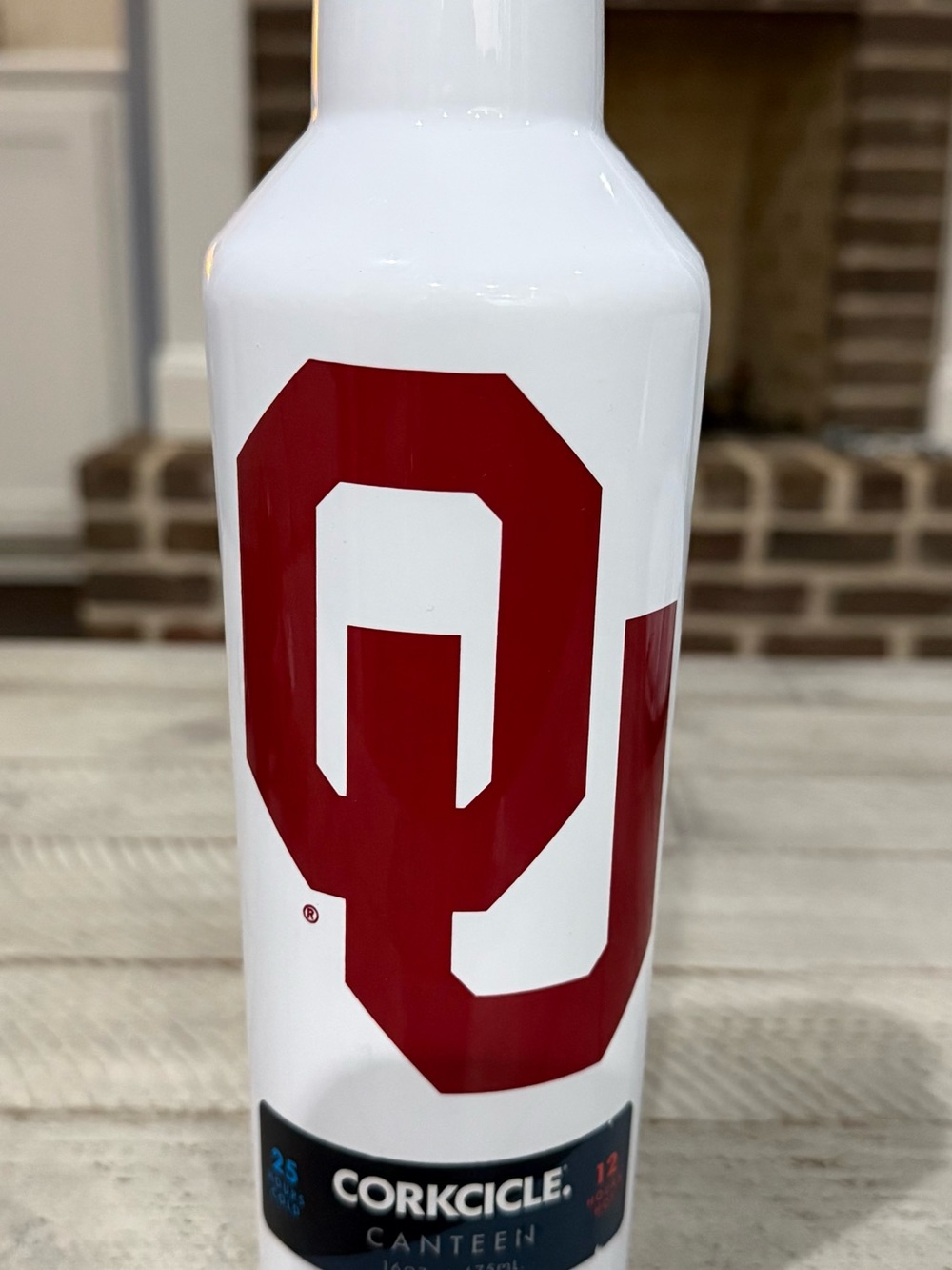Corkcicle White Bottle with Crimson OU Logo 16 oz